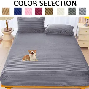 Fashion Solid Color Drawstring Bed Sheet Set, Fitted Sheet Set, Flannel Fabric Soft Skin-Friendly, High Gram Weight Thermal Lock Effect, King Queen Size, minimalistbedding, luxurybedding, bedroominspo, cozybedding