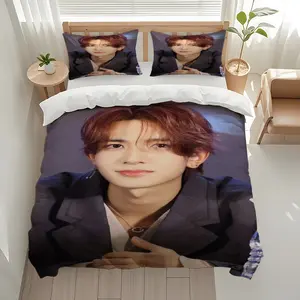 3Pcs HEESEUNG Themed Pattern Breathable Printed Polyester Bedding Set, Elegant Floral, Thoughtful Christmas Gift for Bedroom, 1 Duvet Cover 2 Pillowcases (No Insert)