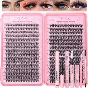 Easter Gifts  Lash Clusters Kit, 640 Pcs Eyelashes Cluster Extensions Kit 9-16mm Easter Gifts Flufffy Individual Lashes 30D-60D D Curl False Eyelashes with Thin Band Match Tools for DIY (30D+40D Kit 9-16mm)