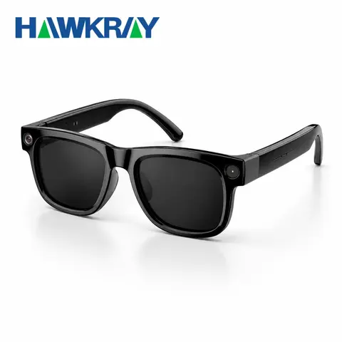 Hawkry AG19 Multifunctional AI Smart Glasses with Camera - Blue Light-Blocking Lenses, Touch+Button Controls, Bluetooth, Mobile Compatibility, USB Charging, Real-Time Multi-Language Translation, Video Recording, Wearable Tech for Travelers