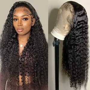 Only $89 = 100 Human Hair WIg 13x4 Deep Wave Lace Front Wigs Human Hair PrePlucked HD Transparent Lace Frontal Wig with Baby Hair 180%Density Human Hair Lace Front Wigs for Women Natural Black 26Inch