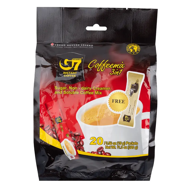 G7 Instant Coffee 3 in 1 Coffee Mix, 20 packets (servings) per Bag - Popular Vietnamese Coffee