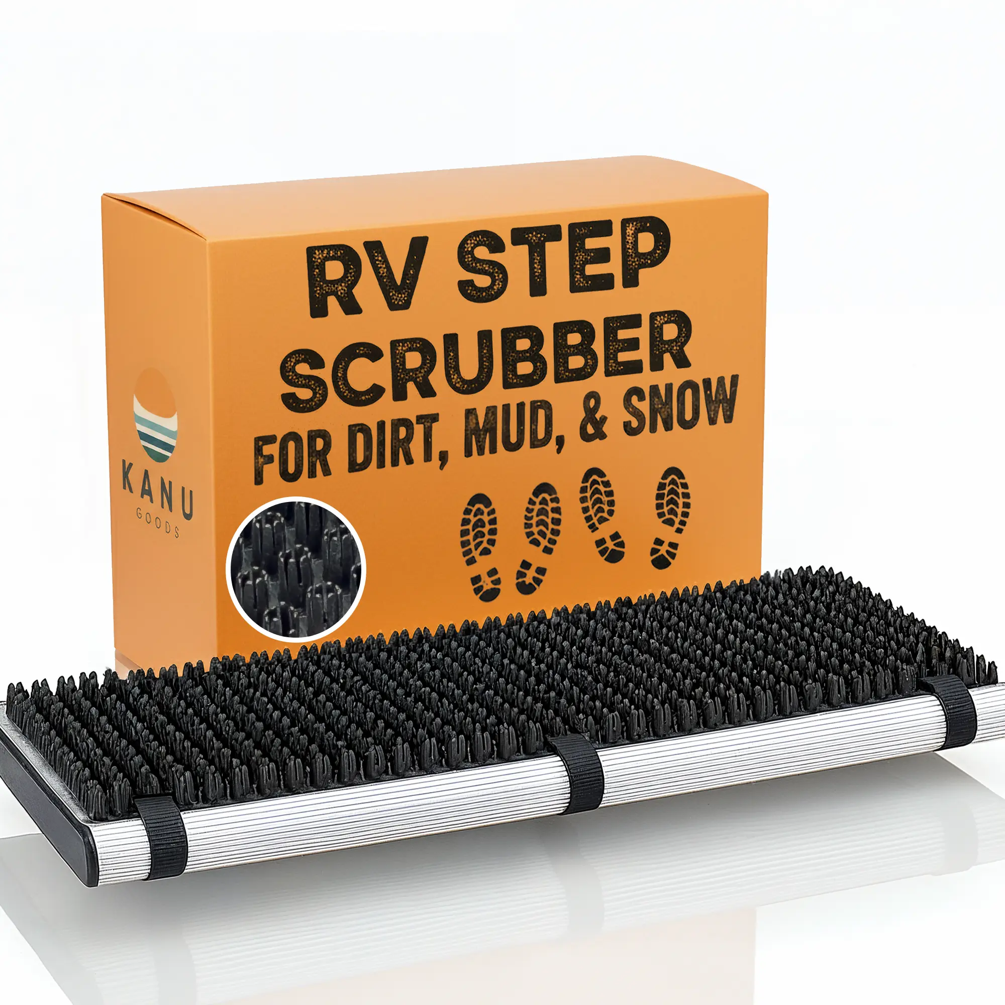 TrailScrubber RV Step Covers for Trailer Steps & RV Stairs Safe for Pets | Bristle Boot Brush Scrubber Mat Cleans Off Trail Dirt, Mud & Snow From Shoes | Non-Slip Boot Cleaner for Camper Step Covers