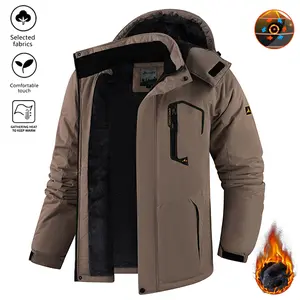 OutdoorKing Warm Men's Winter Snow Jacket with Fleece Lining Waterproof Windproof Hooded Thermal Outdoor Coat for Skiing Hiking Camping Fishing Mountaineering Travel