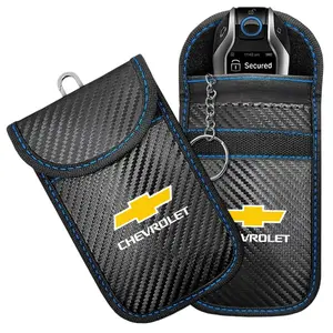 Carbon Fiber Car Key Case Signal Blocker Bag, Rfid Shielding Pocket for Chevrolet Cruze Sonic Silverado Trax Camaro Captiva Equinox Trailblazer
