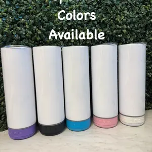 20oz Bluetooth Speaker Skinny Tumbler with White Speaker Drinkware Flasks
