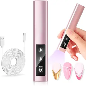 Handheld UV Nail Lamp with Painless Mode: Portable 800mAh Flash Cure Lamp for Fast Curing Gel Polish Nails Tips & Glue Rechargeable USB Nail Art Light with LCD 3 Timer for Home Salon Use