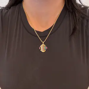 Protect Your Peace Pave Fish Pendant Necklace