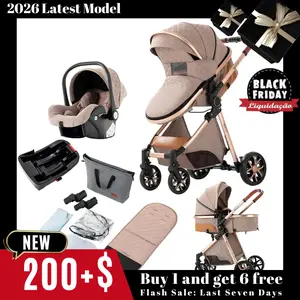 【Free safety seats available】Baby stroller Multi-functional high landscape folding light mall supermarket outdoor 4 In 1 strollers for babies, High & Quality & Lightweight Travel Stroller For Babies Outdoorfun car seat baby items