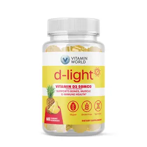 Vitamin World D-Light Vitamin D Gummies 50MG (2000IU) - High-Potency Vitamin D3 for Bone Strength, Joint Support & Immune Health - Delicious Natural Flavor - Supplement, Healthcare