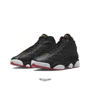 Black and Red High-Top Retro Basketball Shoes with Black Leather and Suede Upper, White Midsole and Red Outsole