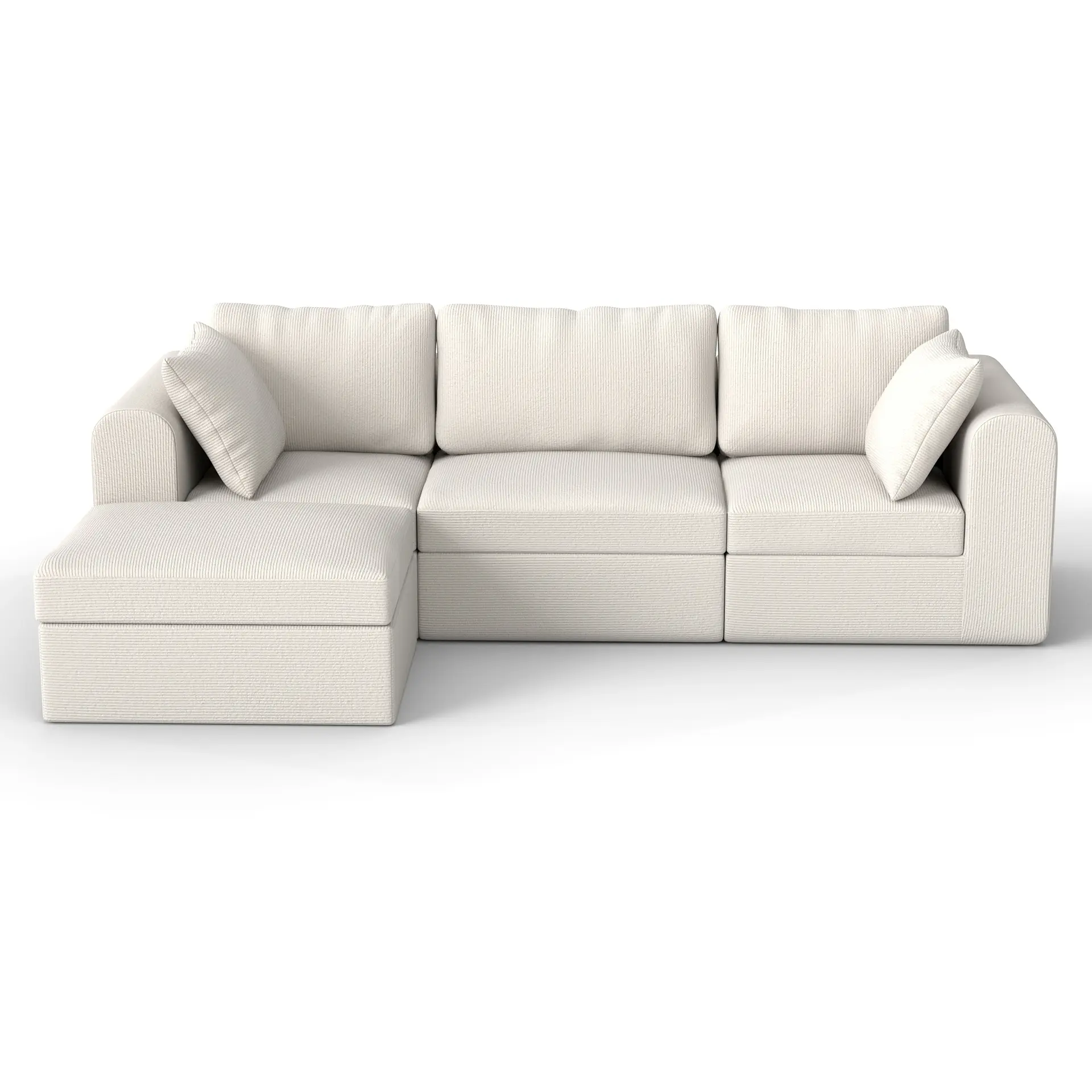 MURAGO 4-Piece Customizable Modular Sectional Sofa - Fixed Arms, Convertible, Cloud-Soft Corduroy Cushions, Memory Foam, Deep Seats, Pre-Assembled Durable Modern Upholstered Sofas for Living Room, Studio Apartments