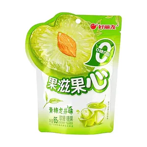 ORION Fruit Jelly Soft Candy - Green Plum & Longjing Tea Flavor (0 Sugar, 0 Fat) 65g - Healthy Snack for Adults & Kids