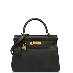 Pre-owned HERMÈS Leather tote bags Hermes Kelly 28 Togo 89 Noir (gl022626d0)