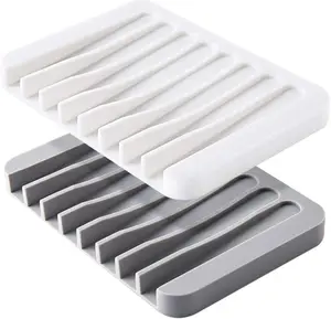 2PCS Self Draining Soap Dishes, Premium Silicone Soap Holder & Saver for Shower, Bathroom, Kitchen, Bath Tub, Razor, Sponges, Drains Water Very Well, Can Extend Soap Life, Easy Clean