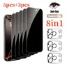 [8in1] 5-Piece Privacy Screen Protector for iPhone 17 Pro Max 16 15 14 13 Pro Max Plus 16E 17 Air with 3-piece Camera Lens Protector Set Anti Spy Tempered Glass Film 9H Hardness Case Friendly Cover