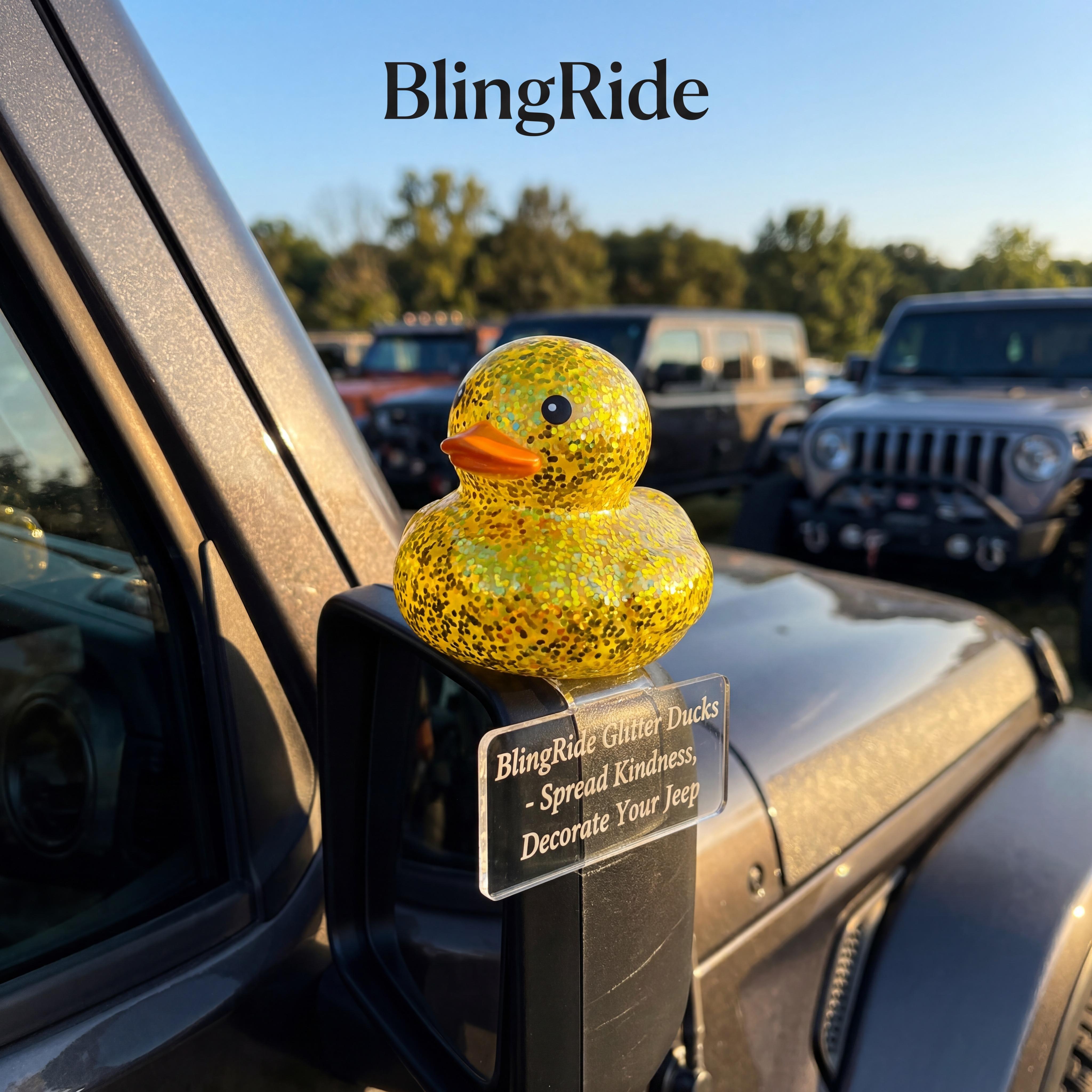 BlingRide 20 PACK Glitter Rubber Ducks for Jeep Ducking, 6.5cm Soft PVC No Scratch, Includes Ducking Cards & Adhesive Dots, Jeep Accessories for Wrangler/Gladiator, TikTok Hot