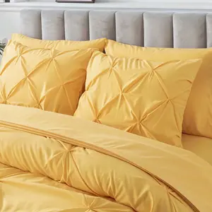 7Pcs Pintuck Comforter King size,Fitted Sheet,2 Pillow Shams,Bedding Comforter Fluffy Comforters Set for All Season-bed sheet Colorblock Patchwork