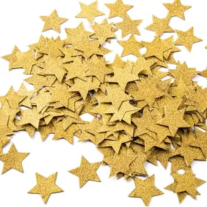 Glitter Five Stars Confetti for Wedding Party and Table Decor, 1.2’’ in Diameter (Glitter Gold, 200pc)