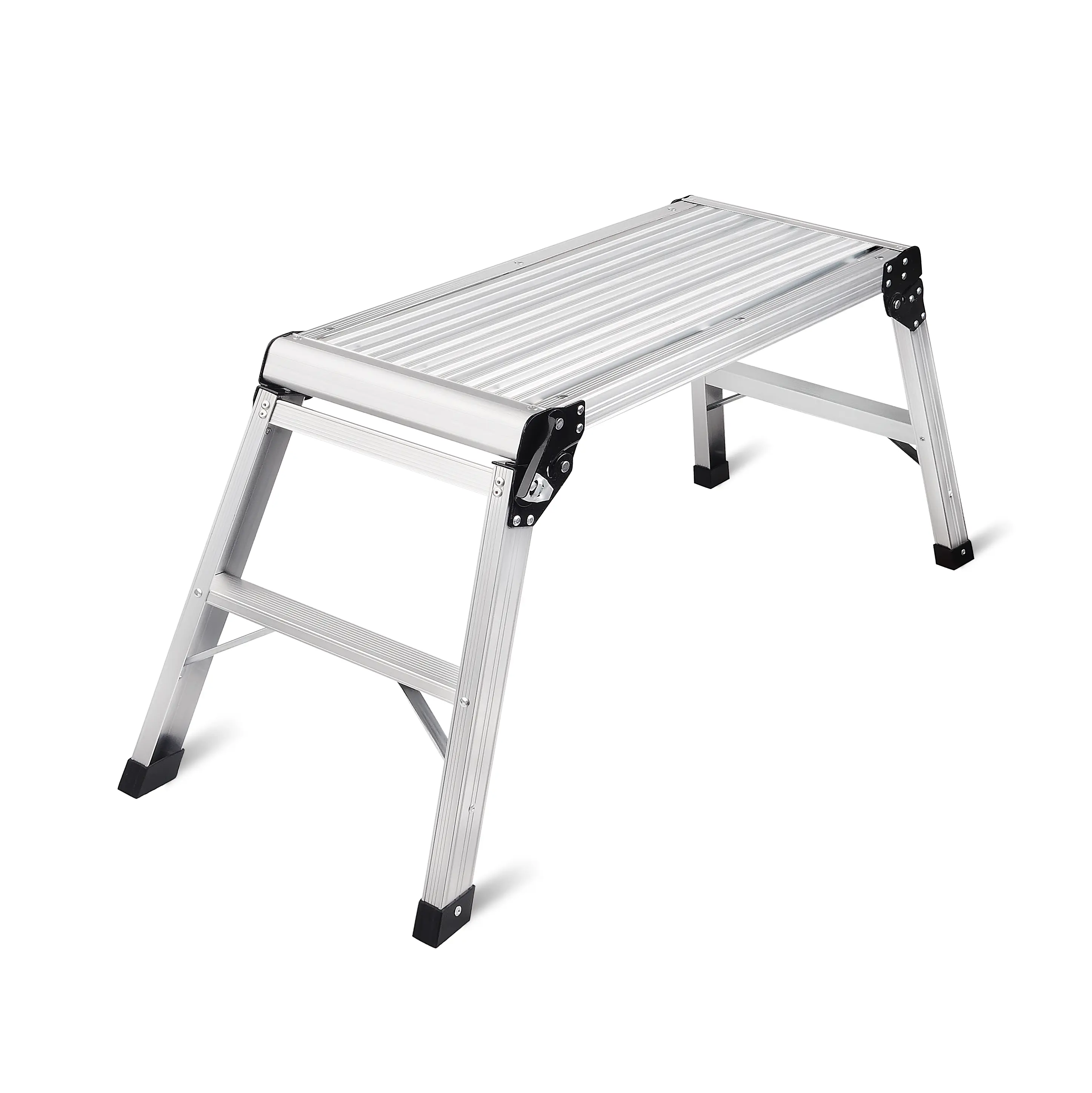 LEADALLWAY Aluminum Work Platform 30"x12"Step Ladder Heavy Duty Foldable Aluminum Platform 330 LBS Capacity