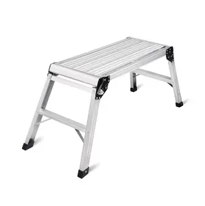 LEADALLWAY Aluminum Work Platform 30"x12"Step Ladder Heavy Duty Foldable Aluminum Platform 330 LBS Capacity