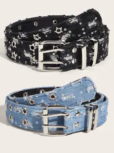 2-Pack Parquet Casual Canvas Belt - Double Hole, Double Grommets for Men & Women