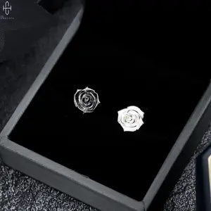 2025 New hip hop rose earrings for men do not fade retro fashion trend earrings for women senior all-match gift