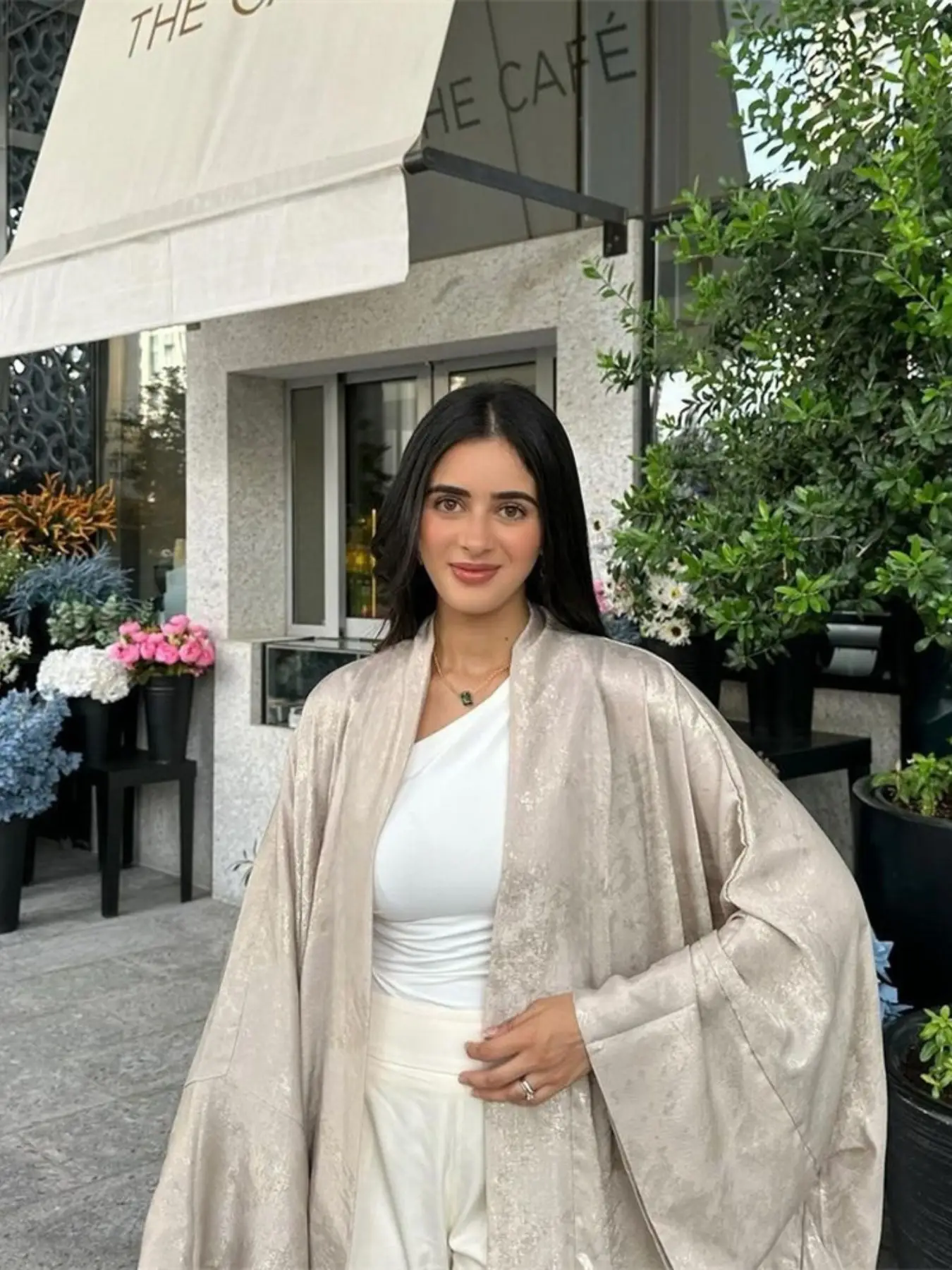 Women's Glossy Solid Batwing Sleeve Abaya without Hijab, Elegant Long Sleeve Open Front Abaya for Party Holiday Daily Wear, Summer Outfits 2024, Musli