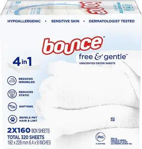 BOUNCE - FREE & GENTLE UNSCENTED DRYER SHEETS 320 Count