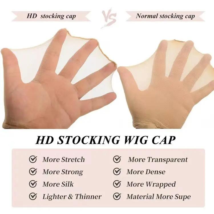Idoli Skinlike HD Wig Cap, 2 Pieces Invisible and Sheer Breathable Ultra-thin Stretchy Stocking Caps for Lace Front Wigs