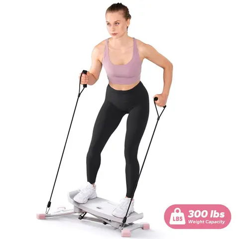 Merach Compact Unisex Balance Board Stepper - Stepper for Exercise, Non-Slip Footpedals, Band-Resist Variety, Resistance Band Compatible, Full Body Training, Smooth Silent Sliding Low-Impact Fitness Equipment, Display to Enhance Your Workout