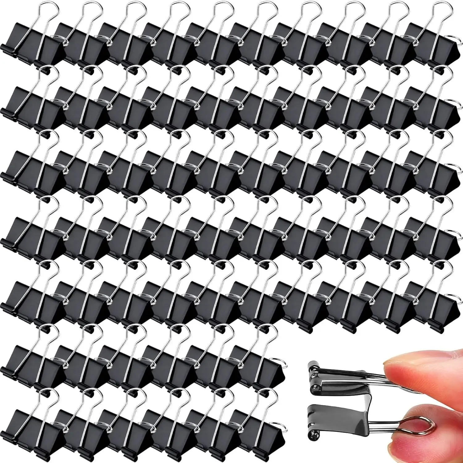 Bulk Set 300pcs 1.25-Inch Medium Heavy-Duty Black Metal Binder Clips, Office & Home Paper Fasteners (Computers & Office Stationery Supplies)