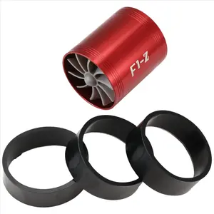 Double Turbine Turbo Charger Air Intake Gas Saver Fan for Car (red)