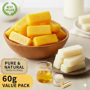 2pcs Beeswax Bars, Natural Organic Beeswax Block, Bees Wax Candle Making, Beeswax for Candle Making, Bees Wax Making for Skincare, Lip Balms, Lotions, Cosmetic Grade, DIY Gift for Valentine's Day, Mother's Day to Mom, Friends, Family