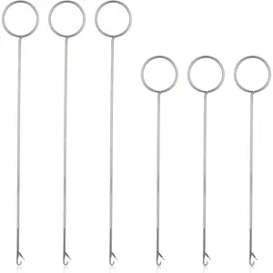 6 count Bead Threader for  Making Loop Turner Sewing Tool Stainless Steel  Hooks with Latch for Fabric Belts Strips Tube Straps DIY Accessories (10.63 & 6.89 Inch)