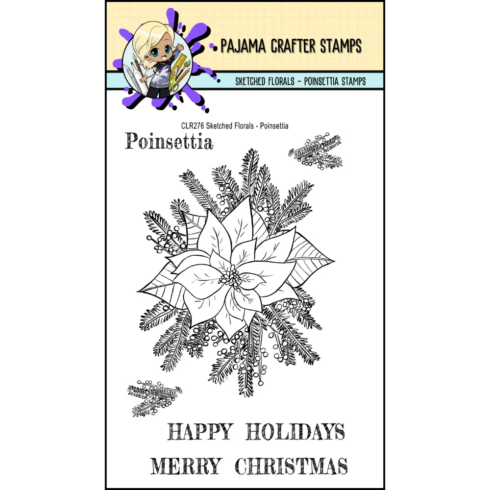 Sketched Florals - Poinsettia Stamps - CLR276