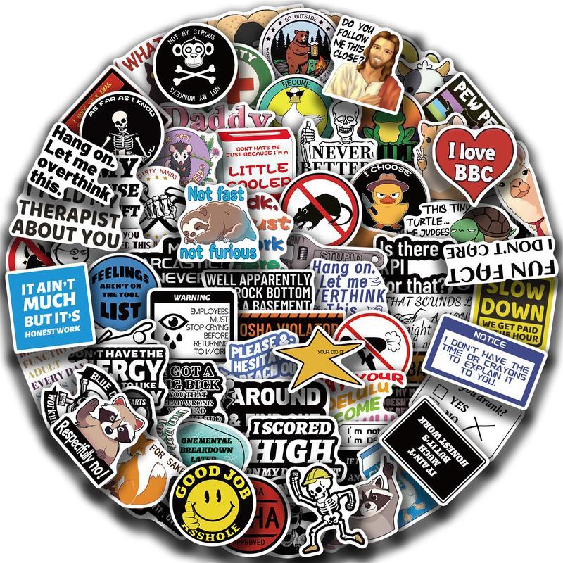 100 PCS Funny Saying Sticker Pack - Snarky, Sarcastic Bold Humor Vinyl Waterproof Meme stickers for laptop, computer, water bottle, ipad, phones bumper