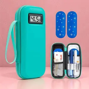Insulin Cooler Travel Case with Temperature Display - Refrigerated Travel Case Diabetics Travel Case with 2 TSA Approved Ice Pack for Trip and Daily traveling 01