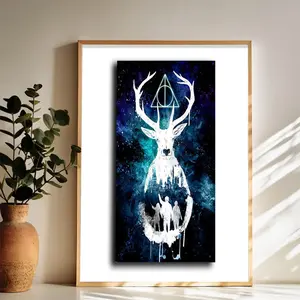 Harry Potter The Patronus and the Trio Under the Cosmic Veil Wall Art Vintage Black and White Art Posters Funky Aesthetic Canvas Prints Retro Bar Cart Decor for Bar Bedroom