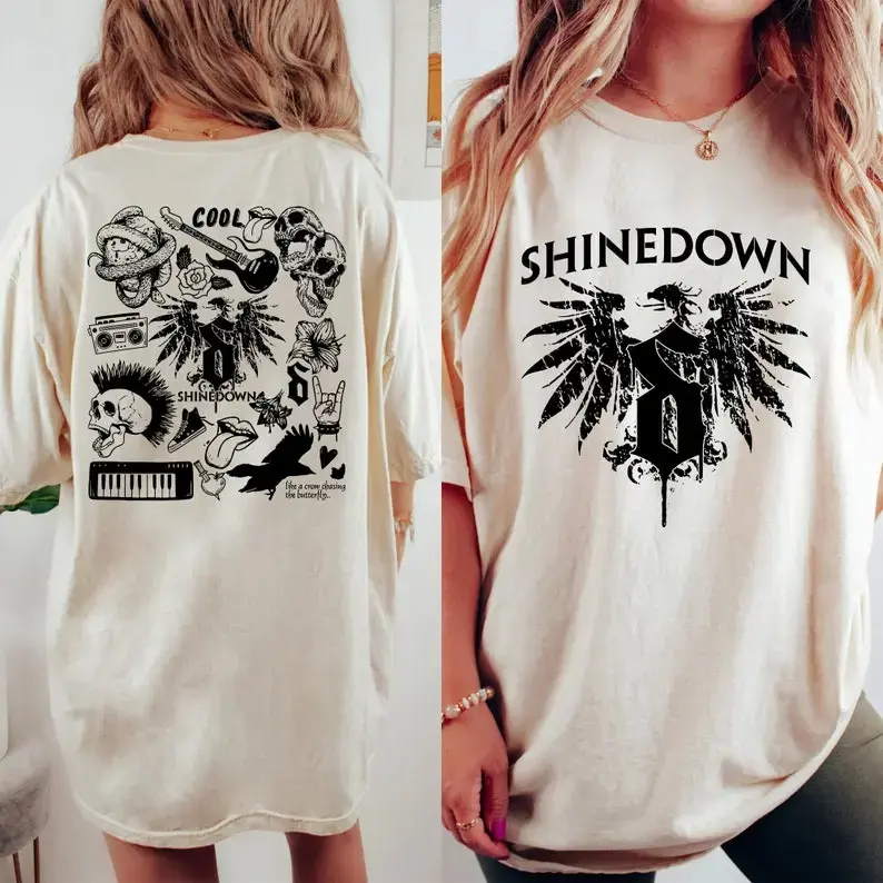 Shinedown Doodle Art Shirt, 2 Side Vintage Shinedown Merch Lyric Album Art tshirt, Retro Shinedown
