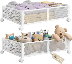 2PCS Under Bed Shoe Storage Organizer – Rolling Underbed Drawers for Clothes, Shoes & Blanket Storage