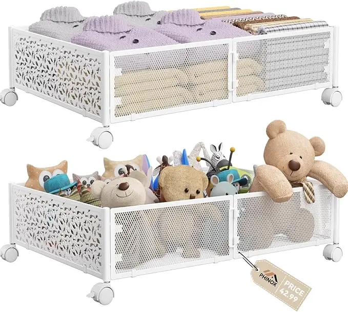 2PCS Under Bed Shoe Storage Organizer – Rolling Underbed Drawers for Clothes, Shoes & Blanket Storage