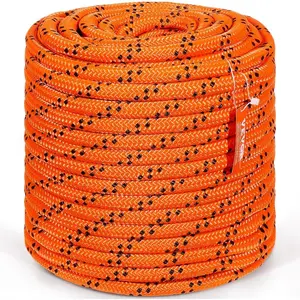 fathersdaygift  VEVOR Double Braided Polyester Rope, 1/2 inx 220 ft, 48 Strands, 8000 LBS Breaking Strength Outdoor Climbing Rope, Arborist Rigging Rope for Rock Hiking Camping Swing Rappelling Rescue, Orange/BlackVEVOR Super Brand Day