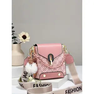 Faux Pearl Decorated Crossbody Bag, Plain Pu Leather Shoulder Bag for Women, Casual Trendy Versatile High-quality Daily Commuting Bag, Flap Crossbody Purse, Fashionable Patterned Bag, Elegant Bag