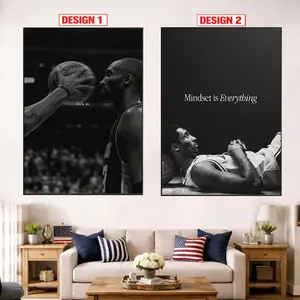 [NO FRAME] Kobe Bryant Lock In Motivational Wall Art, Black & White Basketball Poster, Sports Art
