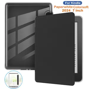 Acrylic Case for Kindle Paperwhite 12th Generation and Colorsoft 7 Inch Tablet (Model No. SA569P SA568B) 7'' Accessories Protective Pouch Clear Back with Auto Sleep/Wake Perfect Fit Design Easy Access Ports Durable & Stylish Cover