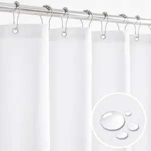 Fabric Shower Curtain Liner with 6 Magnets,Waterproof & Light-Weight Shower Liner for Bathroom,Soft Cloth Shower Curtain Liner,Machine Washable,Standard Size 72W x 72L,White