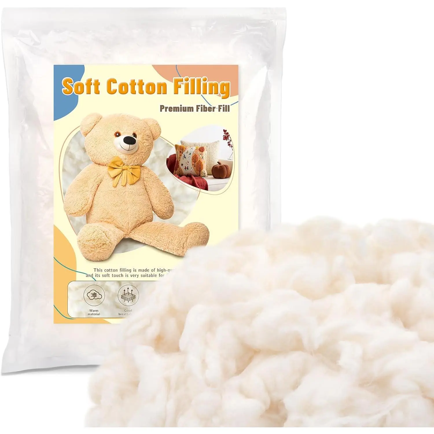 7oz Cotton Filling, 0.44lb  Cotton Stuffing for Stuffed Crochet , Soft  Fiber Fill Cotton Batting for Pillow Stuffing, Cushions, DIY Stuffing  Crafts
