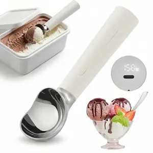 Heated Ice Cream Scoop Rechargeable Electric Scooper 2 Oz Stainless Steel LED Display IP67 Waterproof Durable for Hard Ice Cream