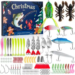 KTINEIC Fishing Advent Calendar 2025,114PCS Fishing Lures Set for Fisher Adult Men Teen Boys,24 Days Christmas Countdown Advent Calendar,2025 Xmas Surprise Gift